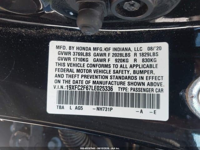 2020 HONDA CIVIC LX 9