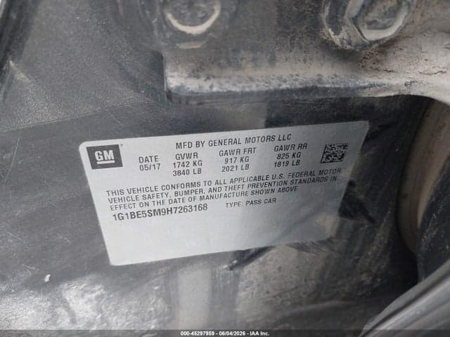 2017 CHEVROLET CRUZE LT AUTO 9