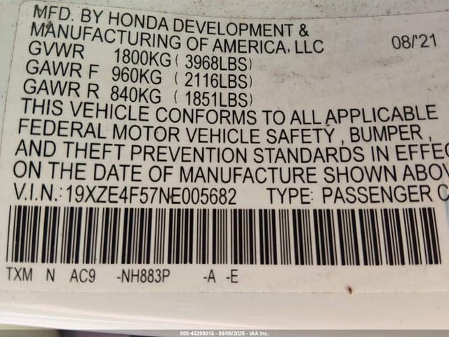 2022 HONDA INSIGHT EX 9