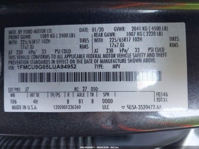 2020 FORD ESCAPE SE 9