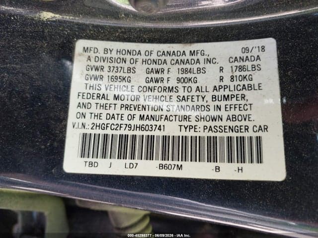 2018 HONDA CIVIC EX 9