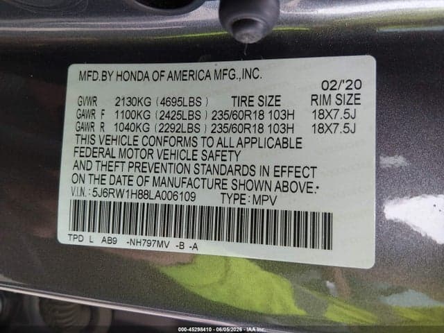 2020 HONDA CR-V 2WD EX-L 9