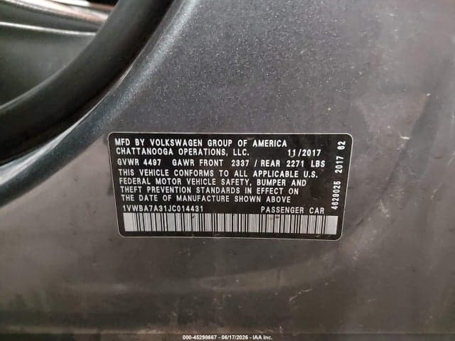 2018 VOLKSWAGEN PASSAT 2.0T SE 9