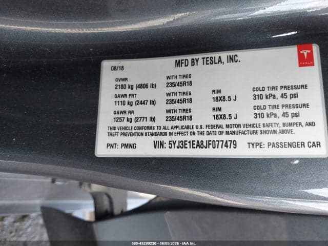 2018 TESLA MODEL 3 LONG RANGE/MID RANGE 9