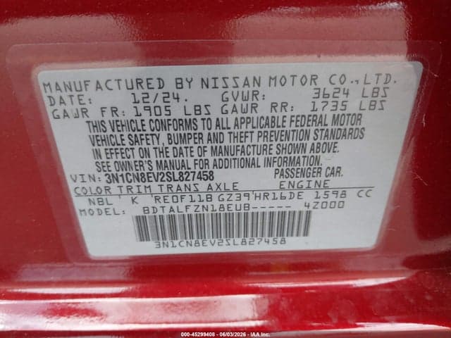 2025 NISSAN VERSA 1.6 SV 9
