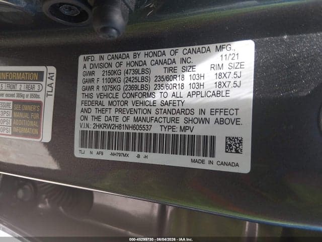 2022 HONDA CR-V AWD EX-L 9