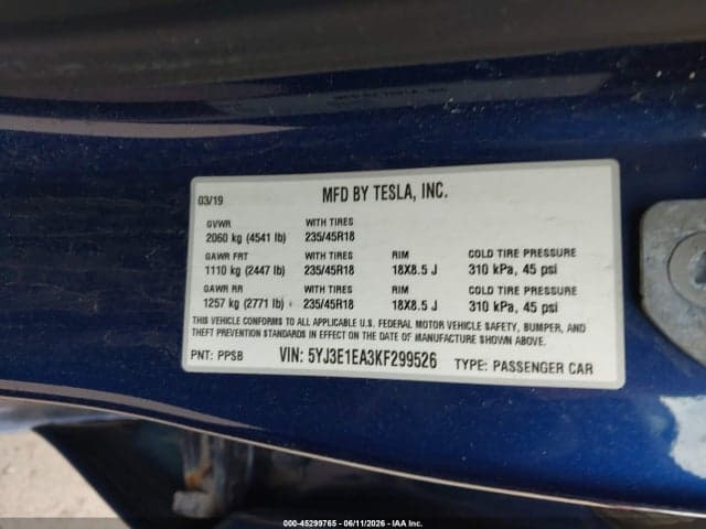 2019 TESLA MODEL 3 LONG RANGE/MID RANGE/STANDARD RANGE/STANDARD RANGE PLUS 9