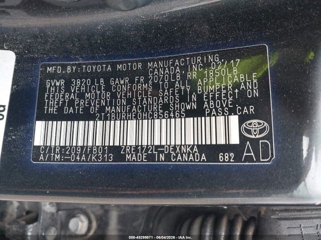 2017 TOYOTA COROLLA LE 9