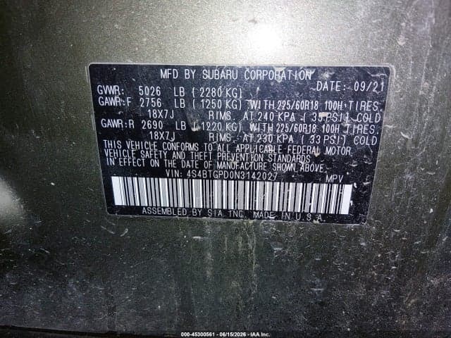 2022 SUBARU OUTBACK TOURING XT 9