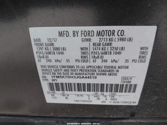 2018 FORD EXPLORER XLT 9