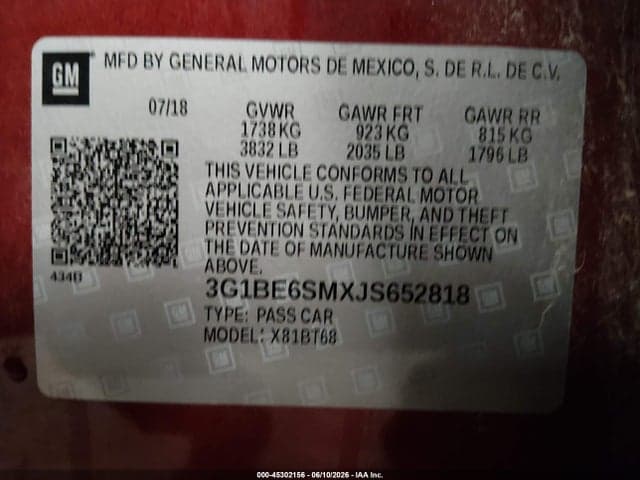 2018 CHEVROLET CRUZE LT AUTO 9