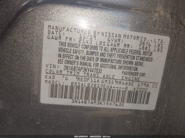 2019 NISSAN SENTRA S 9