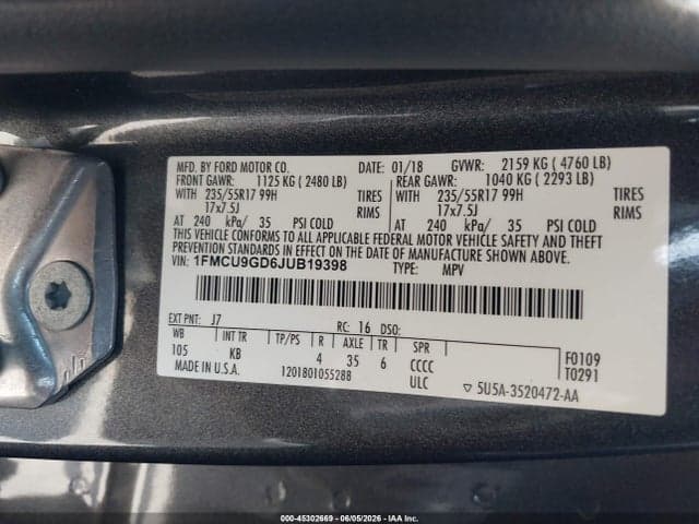 2018 FORD ESCAPE SE 9