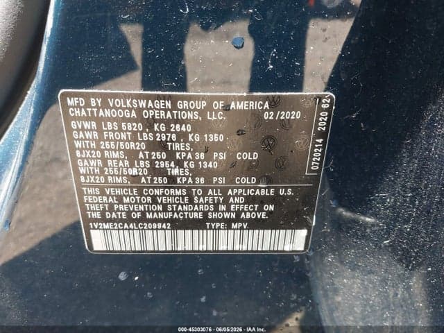 2020 VOLKSWAGEN ATLAS CROSS SPORT 3.6L V6 SEL 9