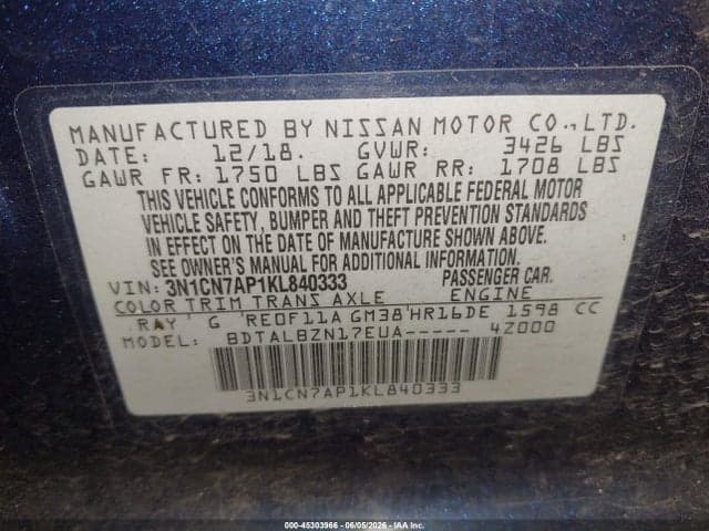 2019 NISSAN VERSA 1.6 SV 9