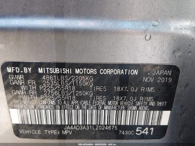 2020 MITSUBISHI OUTLANDER SEL 2.4 9