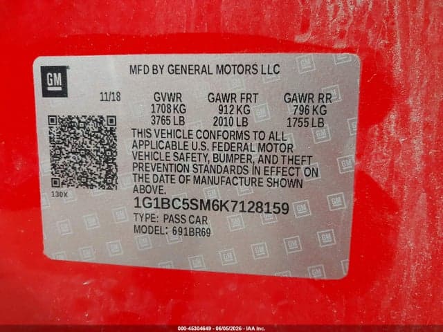 2019 CHEVROLET CRUZE LS 9