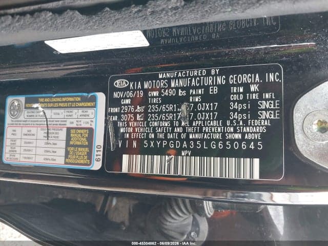 2020 KIA SORENTO 2.4L LX 9