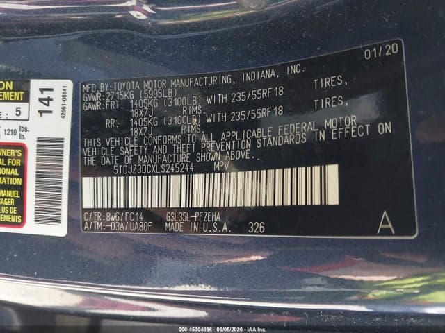 2020 TOYOTA SIENNA LE 9