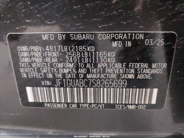 2025 SUBARU IMPREZA BASE 5-DOOR 9
