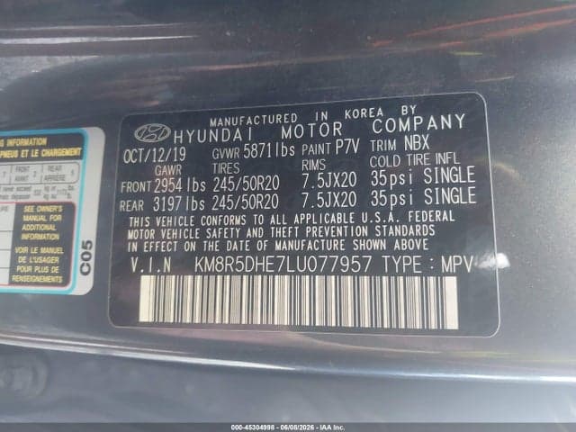 2020 HYUNDAI PALISADE LIMITED 9