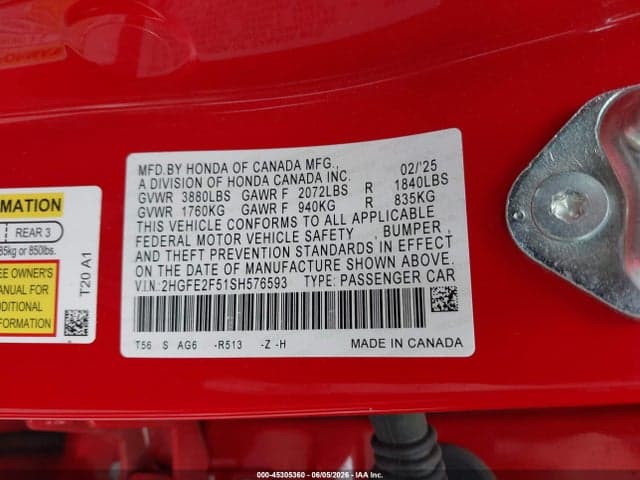 2025 HONDA CIVIC SPORT 9