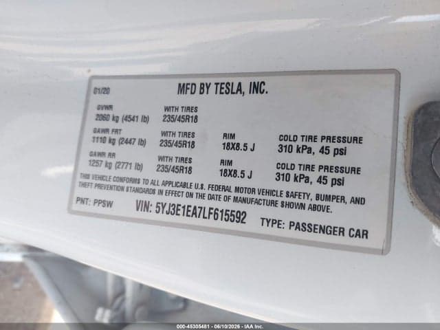 2020 TESLA MODEL 3 9
