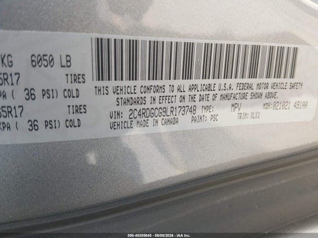 2020 DODGE GRAND CARAVAN SXT 9
