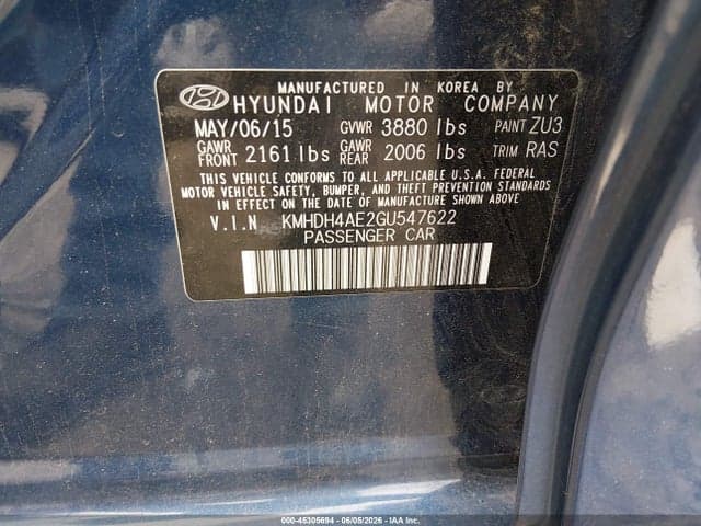 2016 HYUNDAI ELANTRA SE 9
