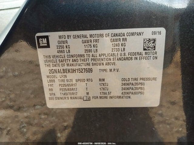 2017 CHEVROLET EQUINOX LS 9