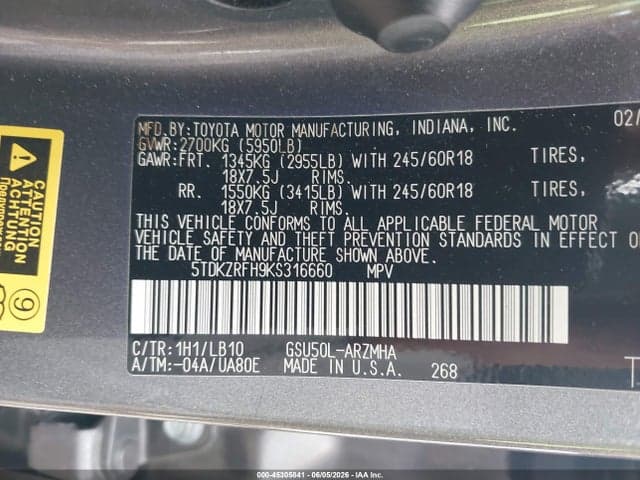 2019 TOYOTA HIGHLANDER XLE 9