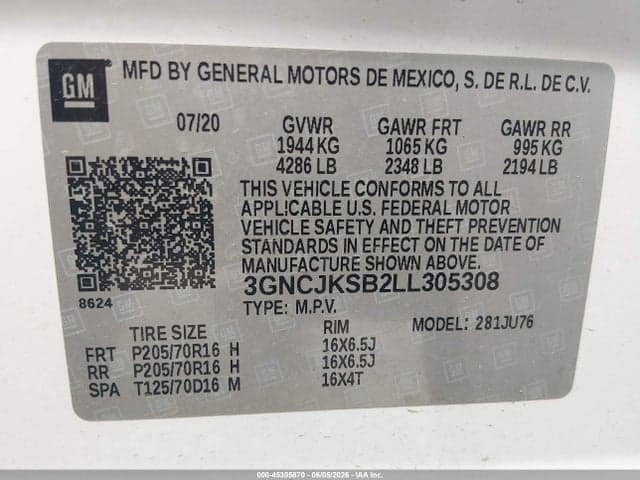 2020 CHEVROLET TRAX FWD LS 9