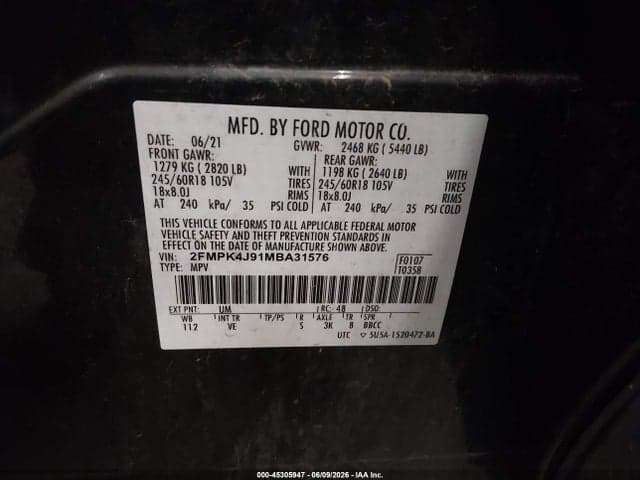 2021 FORD EDGE SEL 9