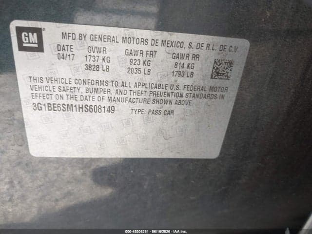 2017 CHEVROLET CRUZE LT AUTO 9