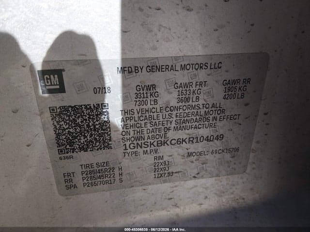 2019 CHEVROLET TAHOE LT 9