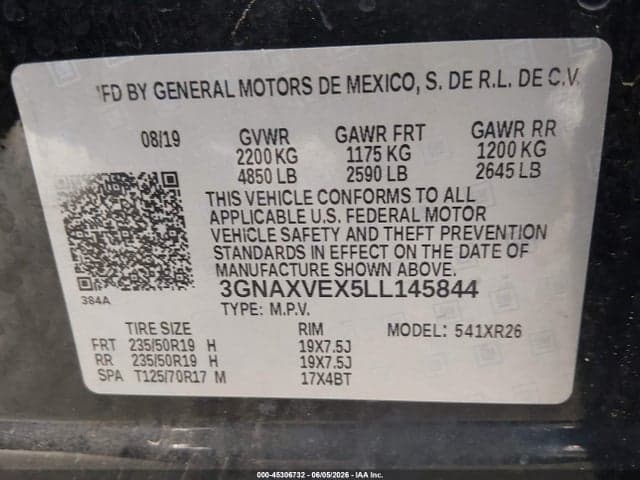 2020 CHEVROLET EQUINOX AWD LT 2.0L TURBO 9