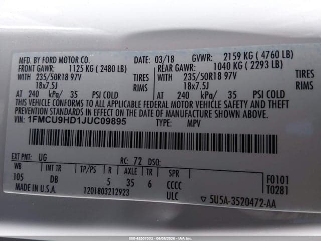 2018 FORD ESCAPE SEL 9
