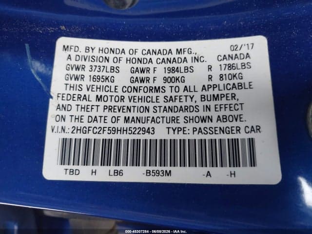 2017 HONDA CIVIC LX 9