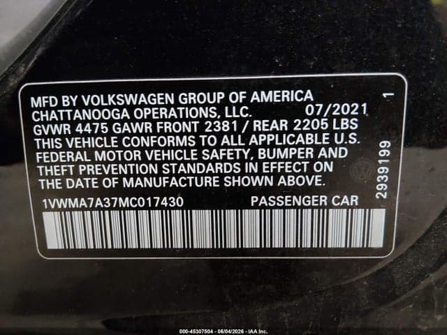 2021 VOLKSWAGEN PASSAT 2.0T R-LINE 9