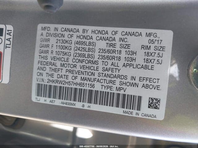 2017 HONDA CR-V EX 9