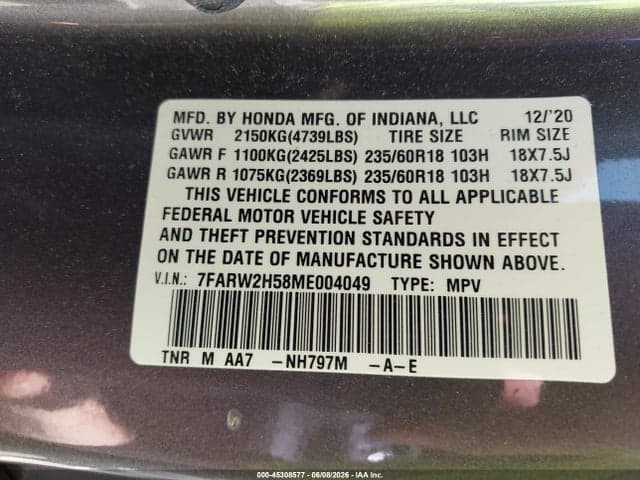2021 HONDA CR-V AWD EX 9