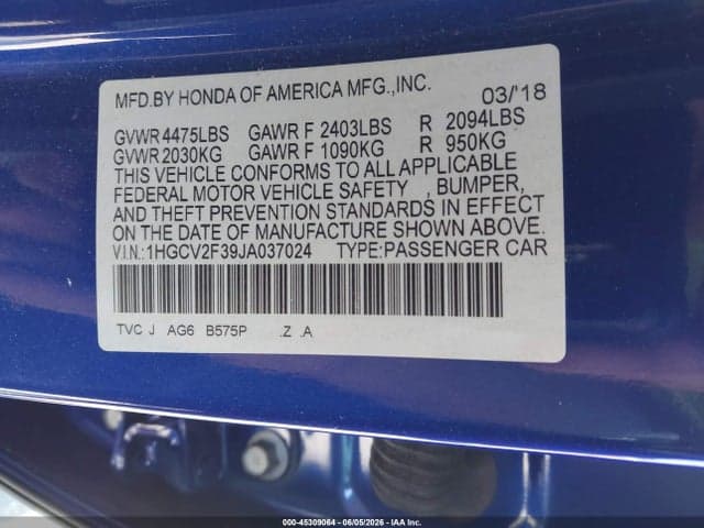 2018 HONDA ACCORD SPORT 2.0T 9