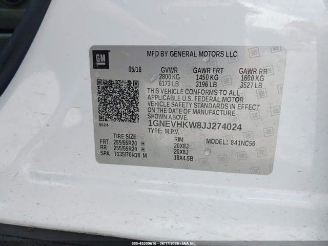 2018 CHEVROLET TRAVERSE 3LT 9
