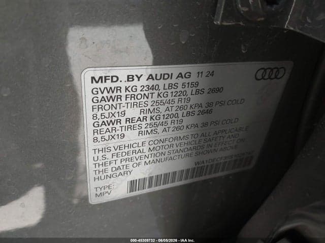 2025 AUDI Q3 PREMIUM 45 TFSI S LINE QUATTRO TIPTRONIC 9