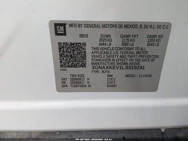 2020 CHEVROLET EQUINOX FWD LT 1.5L TURBO 9