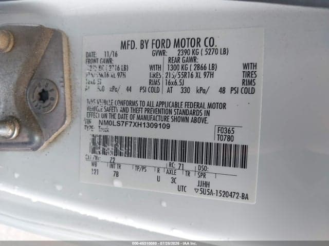 2017 FORD TRANSIT CONNECT XLT 9