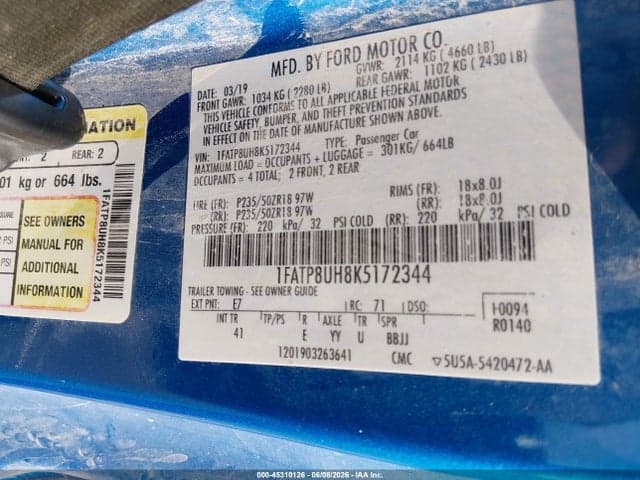 2019 FORD MUSTANG ECOBOOST PREMIUM 9