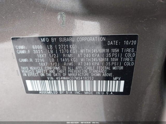 2021 SUBARU ASCENT PREMIUM 9