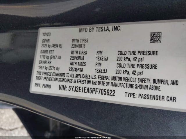 2023 TESLA MODEL 3 REAR-WHEEL DRIVE 9