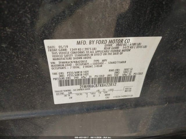 2019 FORD FLEX SEL 9
